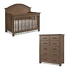 Dolce Babi Lucca 2 Piece Nursery Set Crib and 7 Drawer Dresser in Weathered Brown