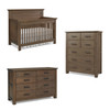 Dolce Babi Lucca 3 Piece Nursery Set with Flat Top Crib in Weathered Brown