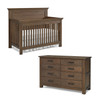 Dolce Babi Lucca 2 Piece Nursery Set Flat Top Crib and Double Dresser in Weathered Brown