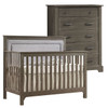 Nest Emerson Collection 2 Piece Nursery Set Crib with Fog Upl. Panel and 5 Drawer Dresser in Grigio