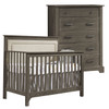Nest Emerson Collection 2 Piece Nursery Set Crib with Talc Upl. Panel and 5 Drawer Dresser in Grigio