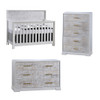 NEST Vibe Collection 3 Piece Nursery Set in White and White Bark