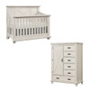 Oxford Baby Lexington 2 Piece Nursery Set - Crib & Chifferobe in Heirloom White