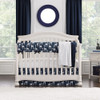 Liz and Roo Navy Giraffe Bumperless Crib Bedding