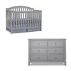 Sorelle Berkley 2 Piece Nursery Set - Double Dresser and 4 in 1 Crib in Gray