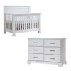 Natart Taylor 2 Piece Nursery Set - Crib and Double Dresser in White