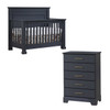 Natart Taylor 2 Piece Nursery Set - Crib and 5 Drawer Dresser in Graphite