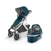 UPPAbaby Vista V2 Stroller - in Finn (deep sea/silver frame/chestnut leather)