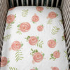 Liz and Roo Pink Peony Watercolor Floral Crib Sheet