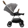 Nuna TRIV Series Stroller with Magnetic Buckle in Frost – Right Side Reclined View