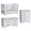 Westwood Rowan 3 Piece Nursery Set in Ash Linen - Cottage Crib, 6 dr, & Chifferobe