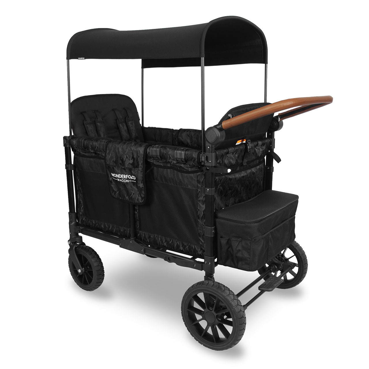 Wonderfold W4 LUXE Quad Stroller Wagon in Elite Black Camo - Bambi