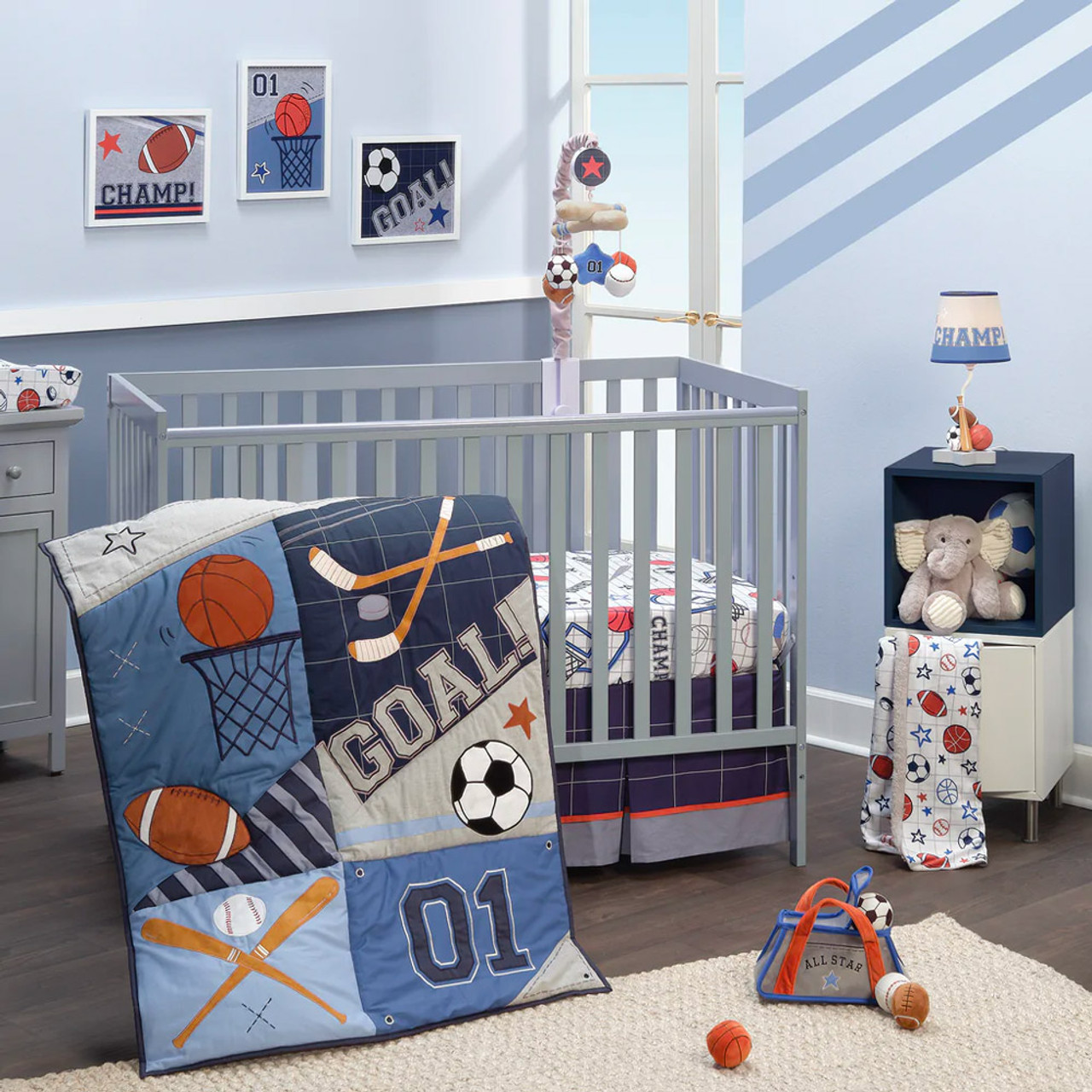 Sports theme sales crib bedding