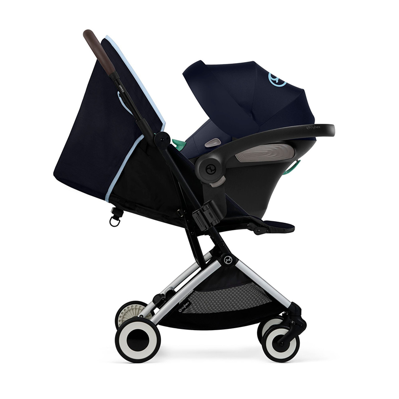 Cybex ORFEO Compact Stroller - Silver Frame + Ocean Blue Seat