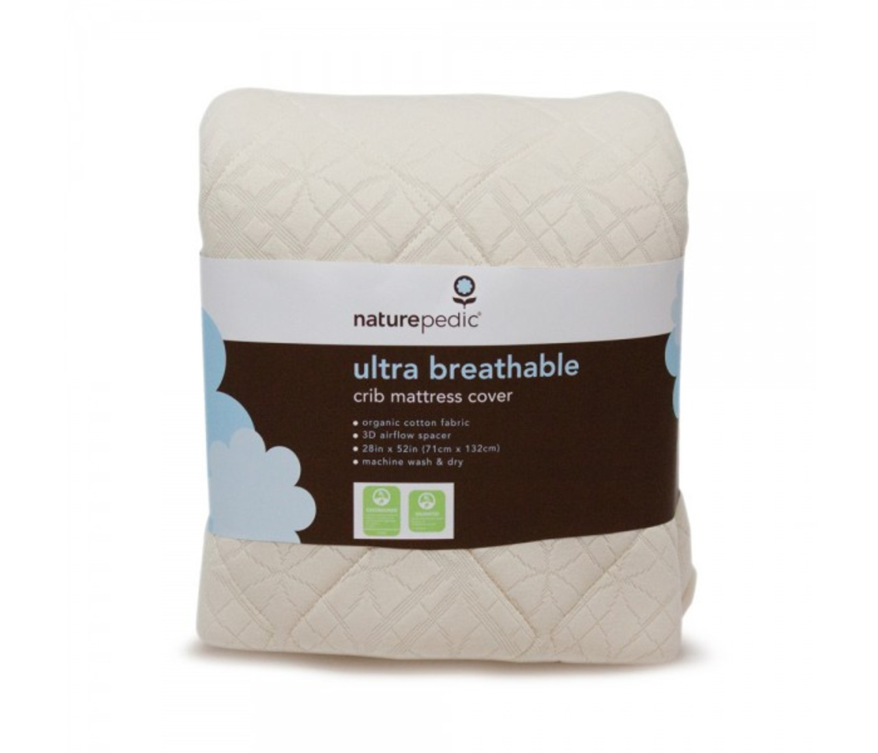 NaturePedic Baby Organic Breathable Flat Protector Pad - Waterproof -  Protective Bedding