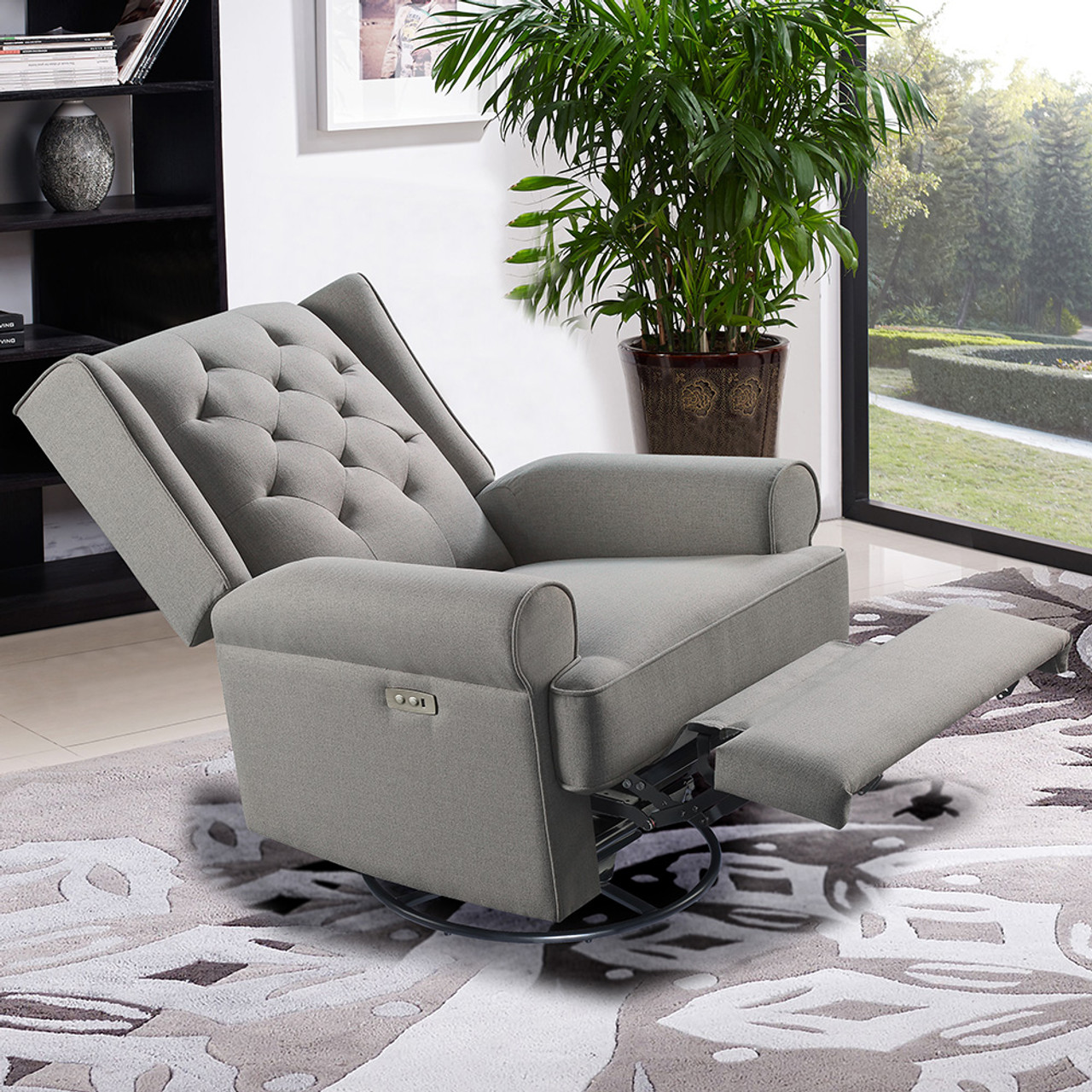 Westwood Amelia Power Swivel, Glider, Recliner with USB Ports in Charcoal