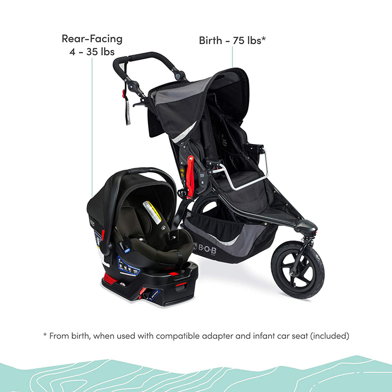 Bob Gear Revolution Flex 3.0 Travel System with B-Safe Gen2 Infant Car Seat - Graphite Black