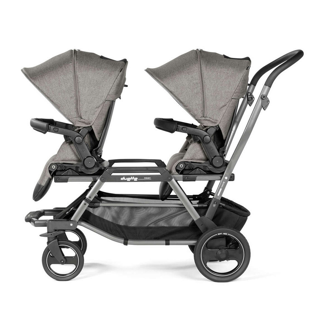 Peg Perego Duette Piroet Double Stroller in City Grey (Seats & Chassis in  one box)