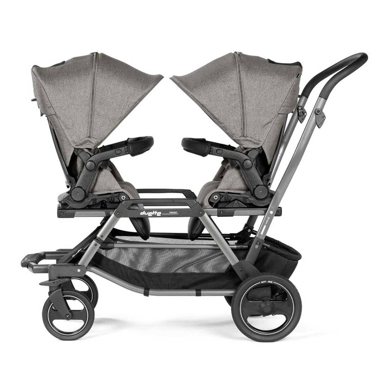 Peg Perego Duette Piroet Double Stroller in City Grey (Seats & Chassis in  one box)