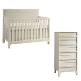 Natart Kyoto 2 Piece Nursery Set - Convertible Linen Talc Panel Crib and Lingerie Chest in Linen