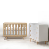 Tulip Tate Crib in All Natural and Dresser in White/Natural
