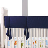 Liz and Roo Navy Linen Crib Rail Cover with Navy Linen Knot Ties (sewn in)