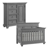 Oxford Baby Weston 2 Piece Nursery Set - Convertible Crib + & Chifferobe in Dusk Gray