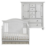 Oxford Baby London Lane 2 Piece Nursery Set - Convertible Crib + & Chifferobe in Vintage White