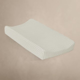 Oilo Fable Changing Pad Cover- Stripe Sea Moss Organic Jersey