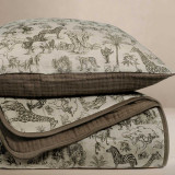 Oilo Fable Blanket- Quilt- Vintage Safari & Bark Organic Muslin 45 X 60"