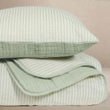 Oilo Fable Blanket- Quilt- Stripe Sea Moss & Sea Moss Organic Muslin 45 X 60"