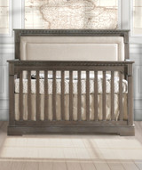 Natart Ithaca Collection 5 in 1 Convertible Crib in Owl with Upholstered Panel in Talc