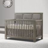 Natart Rustico Collection 5 in 1 Convertible Crib in Owl with Upholstered Panel in Fog