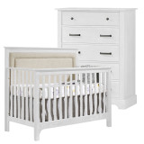 Nest Emerson Collection 2 Piece Nursery Set Crib with Talc Upl. Panel and 5 Drawer Dresser in White