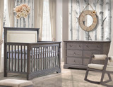 Natart Ithaca 2 Piece Nursery Set in Grigio/Talc-Crib and Double Dresser