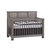 Natart Rustico Collection 5 in 1 Convertible Crib in Grigio with Upholstered Panel in Fog