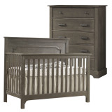 Nest Emerson Collection 2 Piece Nursery Set Crib and 5 Drawer Dresser in Grigio