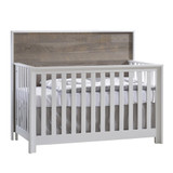 NEST Vibe Collection 2 Piece Nursery Set Crib and 5 Drawer Dresser in White and Brown Bark