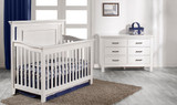 Fawn Baby Yosemite 2 Piece Nursery Set - Flat Top Crib and Double Dresser in Vintage White