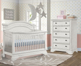 Westwood Olivia 2 Piece Nursery Set - Arched Crib and 5 Drawer Chest in Brushed White