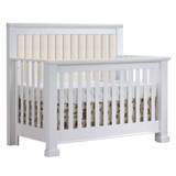 Natart Taylor ''5-in-1'' Convertible Crib with channel tufted Panel Linen Talc (w/out rails) in White