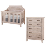 Stella Baby Remi 2 Piece Nursery Set in Sugar Coat - Convertible Clipped Crib & 5 Drawer Dresser