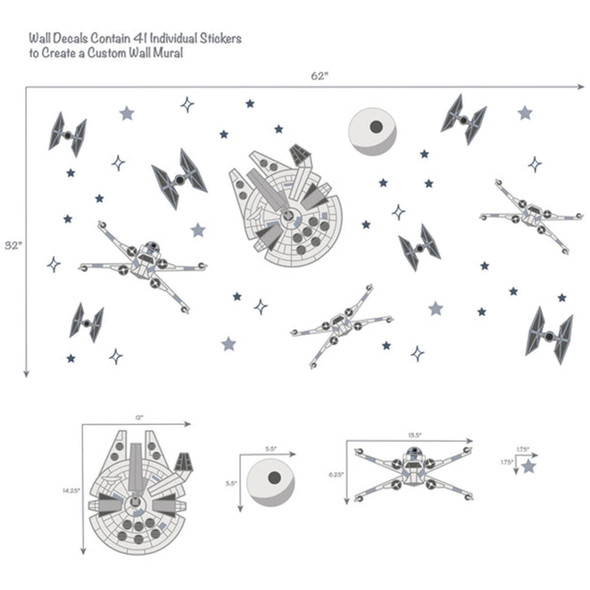 Lambs & Ivy Star Wars Millennium Falcon Wall Decal - Falcon Tie Fighters