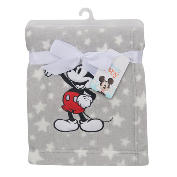 Lambs & Ivy Mickey Mouse Grey Stars Appliqued Blanket