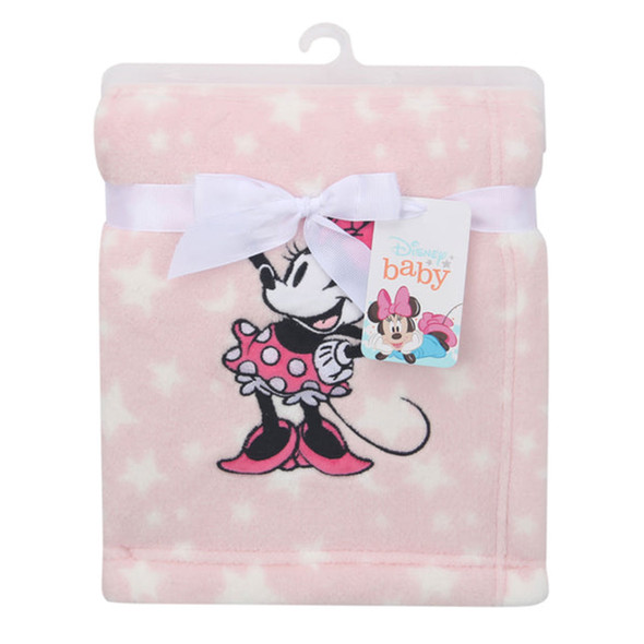 Lambs & Ivy Minnie Mouse Pink Stars Appliqued Blanket