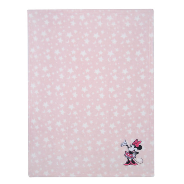 Lambs & Ivy Minnie Mouse Pink Stars Appliqued Blanket