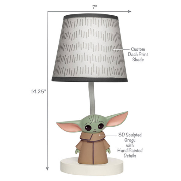 Lambs & Ivy Star Wars Mandalorian The Child Baby Yoda Lamp w/Shade & Bulb