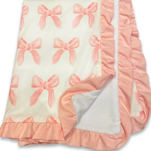 Liz and Roo Petal Pink Bows (organic cotton) with petal pink linen