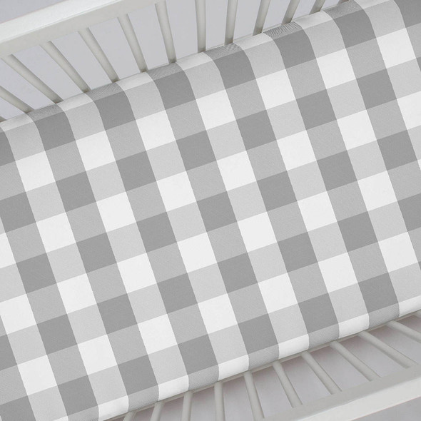 Liz and Roo Gray Plaid Crib Sheet