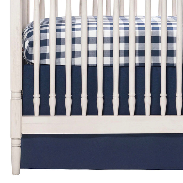 Liz and Roo Navy Plaid Crib Sheet 1" Plaid